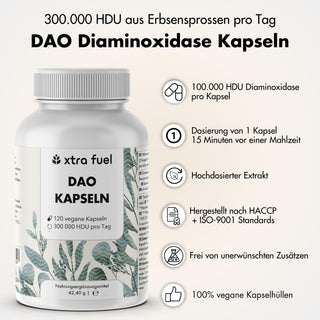 DAO-capsules - Veganistisch diamine-oxidase uit erwtenscheuten - 300.000 HDU