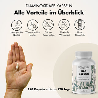 DAO-capsules - Veganistisch diamine-oxidase uit erwtenscheuten - 300.000 HDU