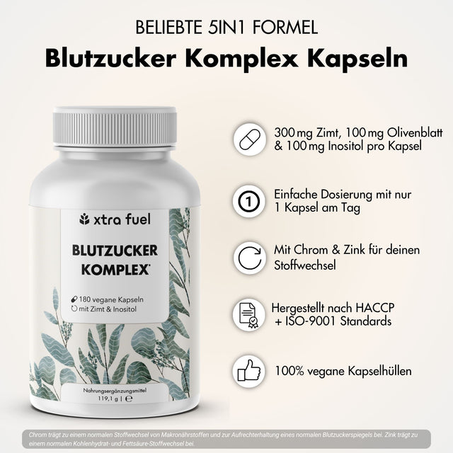 Bloedsuikercomplex* - voedingsstoffenmix met Ceylon kaneel, inositol & olijfblad