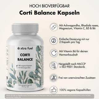 Cortisol-capsules* - Corti Balance* - voedingsstoffenmix met ashwagandha, rhodiola & vitamine B6