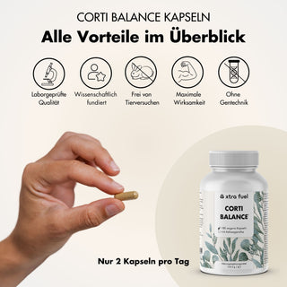 Cortisol-capsules* - Corti Balance* - voedingsstoffenmix met ashwagandha, rhodiola & vitamine B6