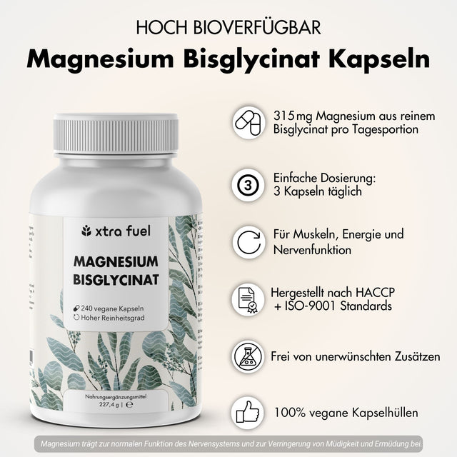 Magnesiumbisglycinaat - chelaatformule met 315 mg elementair magnesium