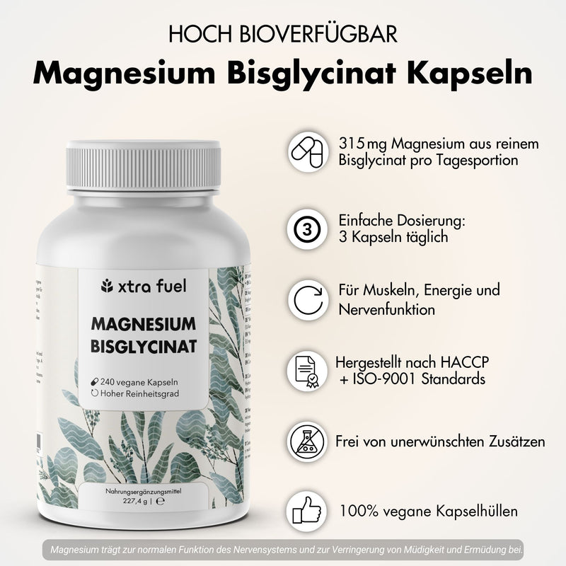 Magnesiumbisglycinaat - chelaatformule met 315 mg elementair magnesium