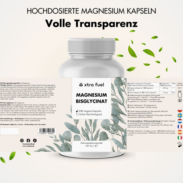 Magnesiumbisglycinaat - chelaatformule met 315 mg elementair magnesium