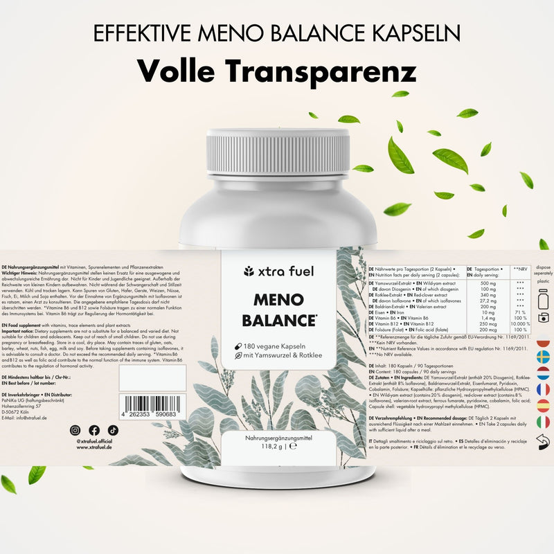 Menopauze capsules - Meno Balance - Natuurlijke formule met yamswortel, rode klaver, valeriaan & ijzer