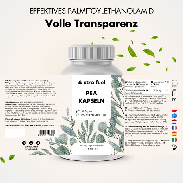 PEA Capsules - Gemicroniseerde Palmitoylethanolamide - 1200mg per dag